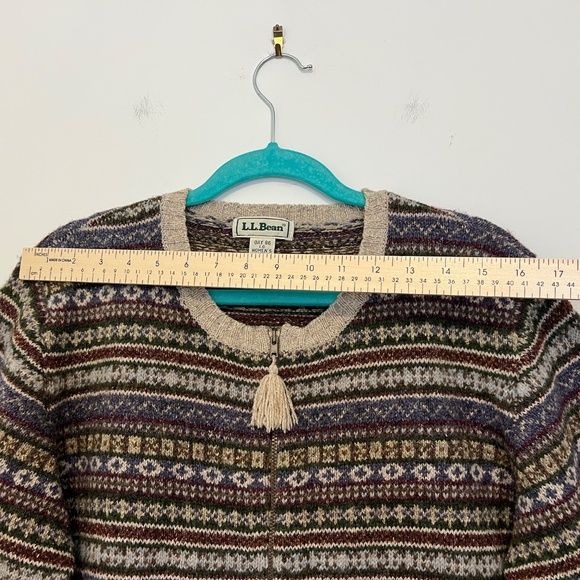 Vintage L.L. Bean Sweater Womens Large Nordic Wool Silk Fair Isle Zip Cardigan - Picture 8 of 16